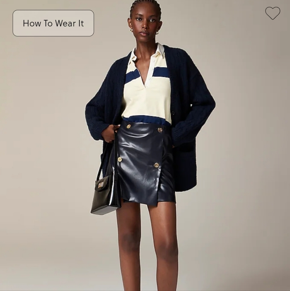 J Crew Mini wrap skirt in faux patent leather CD496 NWT Size 6 Navy